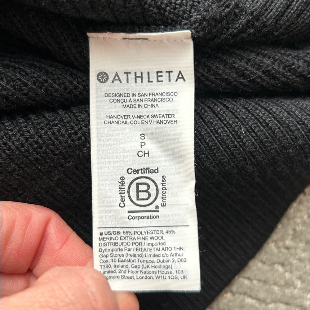 Athleta Women’s Hanover Merino V-Neck Sweater, Black SIZE S - Picture 7 of 10